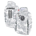 Punc T.Titans #11 Jermaine Johnson II Player Camo Arctic Salute to Service Pullover Hoodies Home Game Stitched Jerseys