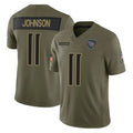 Punc T.Titans #11 Jermaine Johnson II Player Olive Limited 2025 Salute to Service Home Game Stitched Jerseys