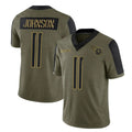 Punc T.Titans #11 Jermaine Johnson II Player Olive Salute to Service Limited Home Game Stitched Jerseys
