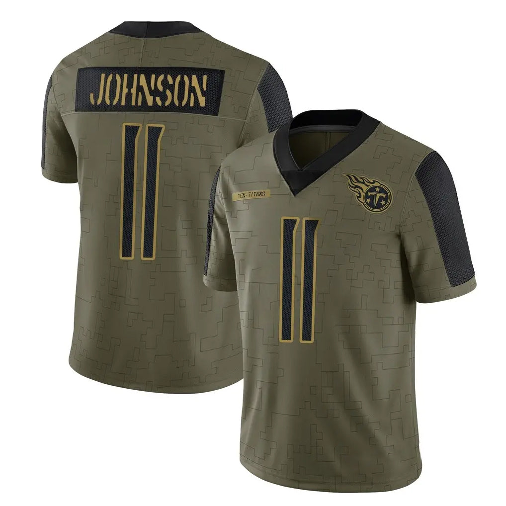 Punc T.Titans #11 Jermaine Johnson II Player Olive Salute to Service Limited Home Game Stitched Jerseys