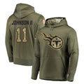 Punc T.Titans #11 Jermaine Johnson II Player Olive Salute to Service Pullover Hoodies Home Game Stitched Jerseys
