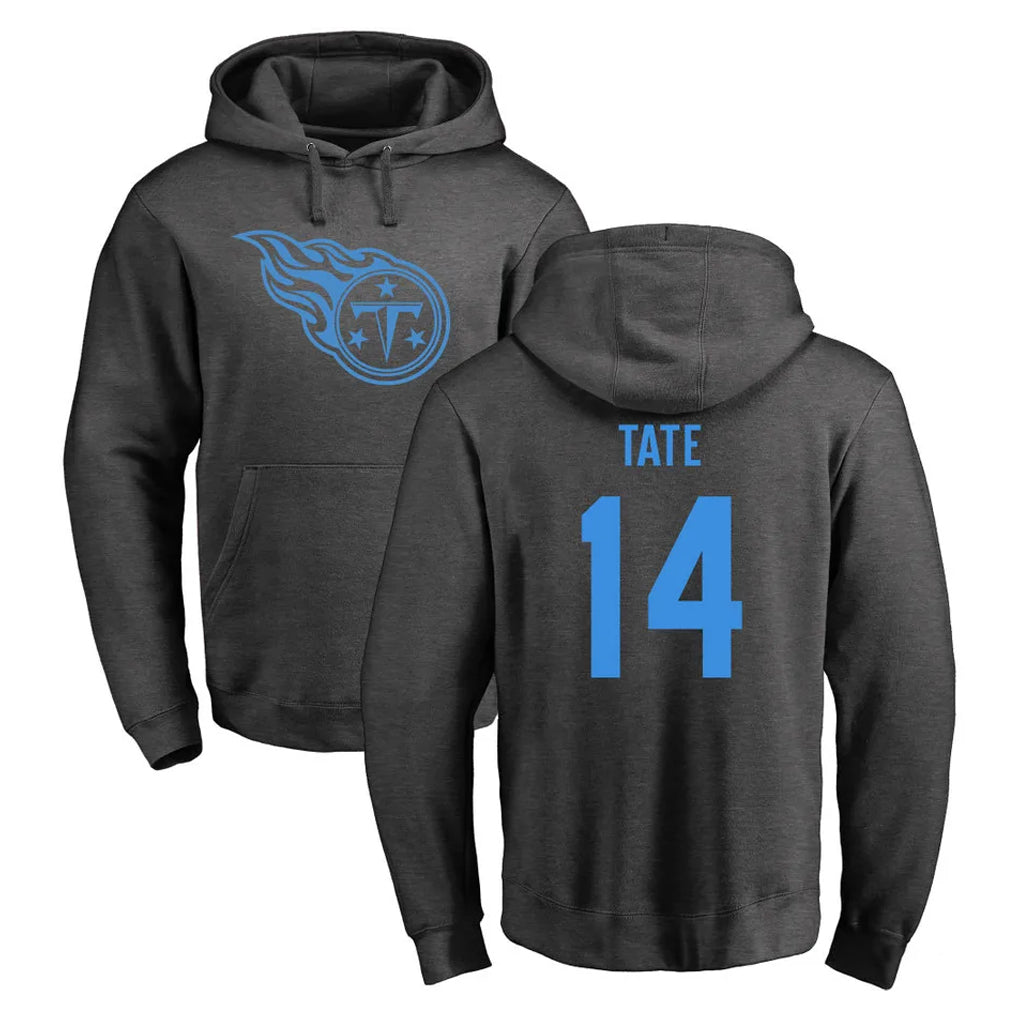 Punc T.Titans #14 Carnell Tate Player Ash One Color Pullover Hoodies Home Game Stitched Jerseys