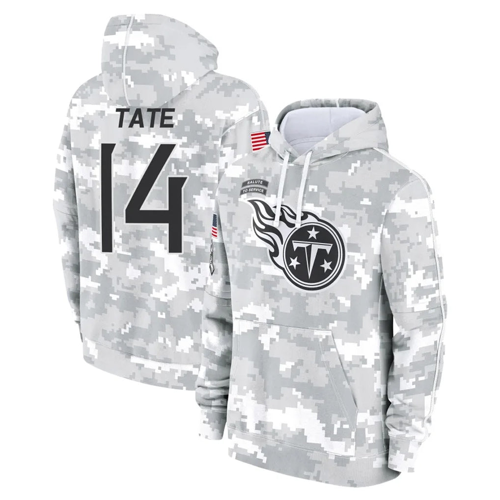 Punc T.Titans #14 Carnell Tate Player Camo Arctic Salute to Service Pullover Hoodies Home Game Stitched Jerseys