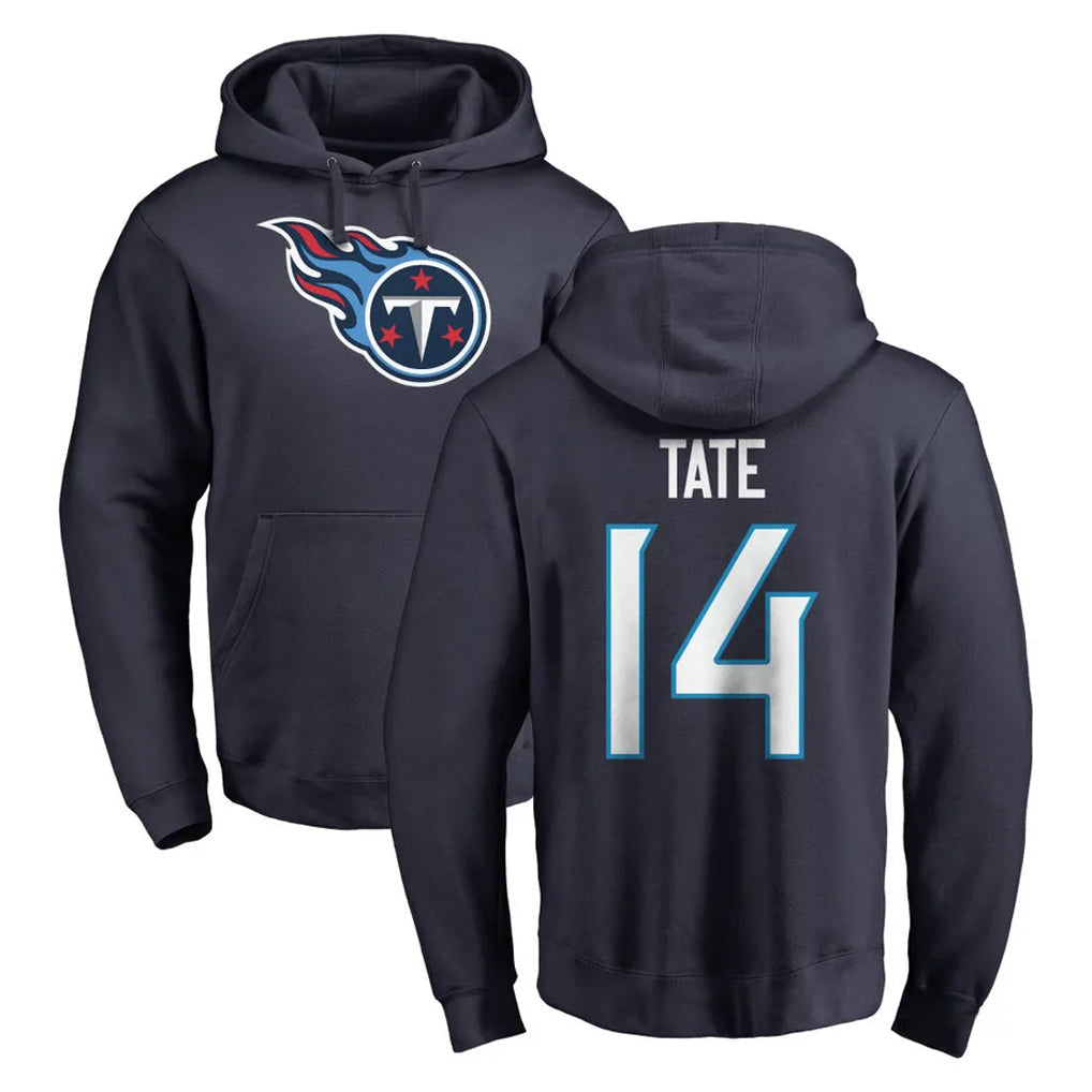 Punc T.Titans #14 Carnell Tate Player Navy Logo Pullover Hoodies Home Game Stitched Jerseys
