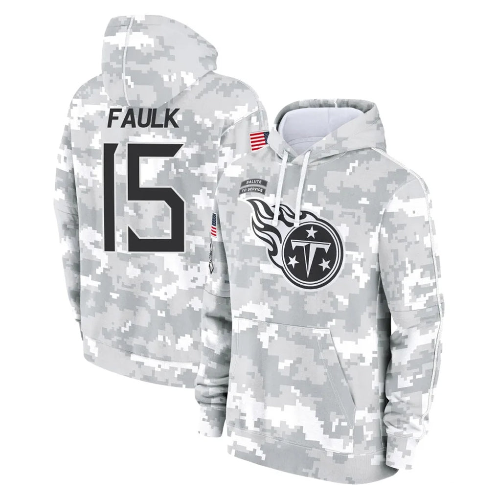 Punc T.Titans #15 Keldric Faulk Player Camo Arctic Salute to Service Pullover Hoodies Home Game Stitched Jerseys