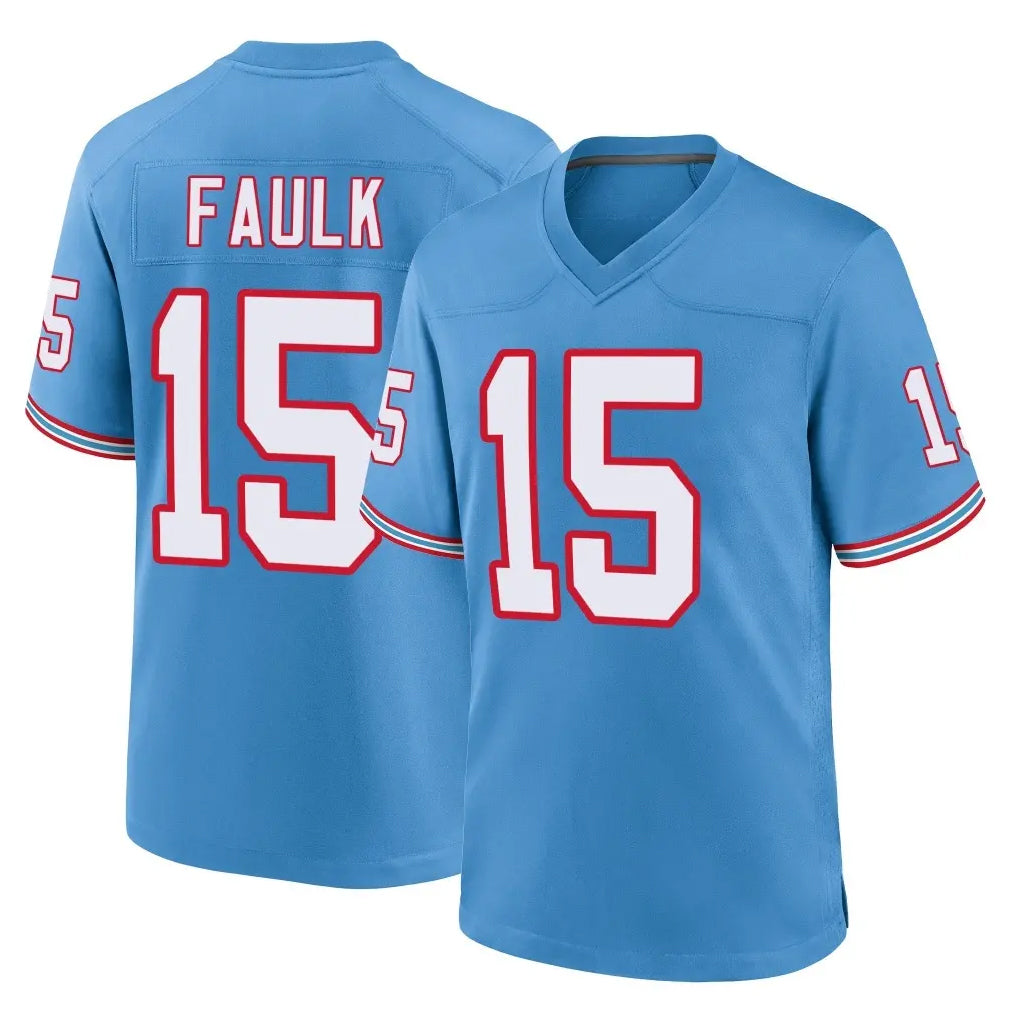 Punc T.Titans #15 Keldric Faulk Player Light Blue Oilers Throwback Home Game Stitched Jerseys