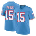 Punc T.Titans #15 Keldric Faulk Player Light Blue Oilers Throwback Home Game Stitched Jerseys