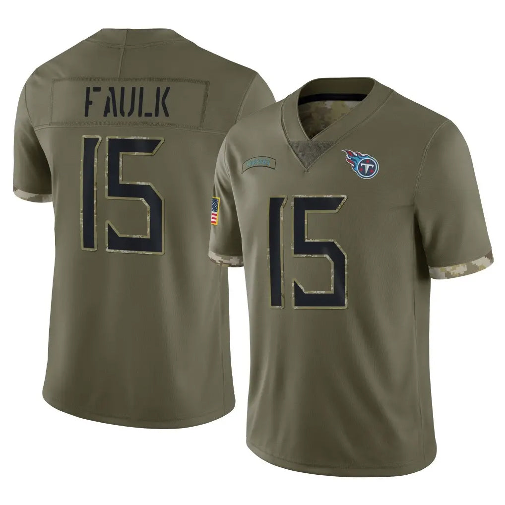 Punc T.Titans #15 Keldric Faulk Player Olive Limited Salute to Service Home Game Stitched Jerseys