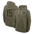 Punc T.Titans #15 Keldric Faulk Player Olive Salute to Service Hoodies Home Game Stitched Jerseys