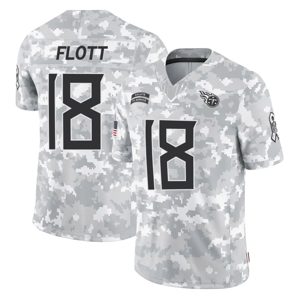 Punc T.Titans #18 Cor'Dale Flott Player Arctic Camo Limited Salute to Service Home Game Stitched Jerseys