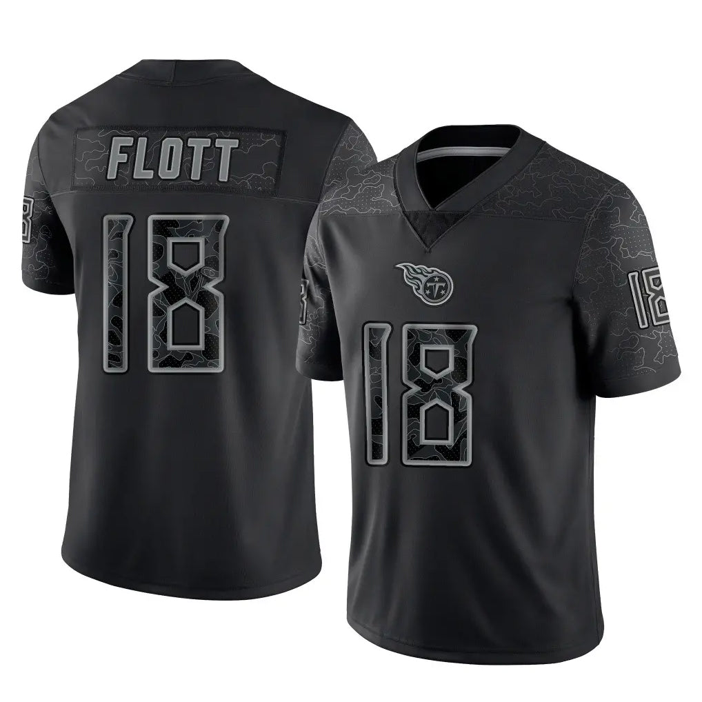Punc T.Titans #18 Cor'Dale Flott Player Black Limited Reflective Home Game Stitched Jerseys