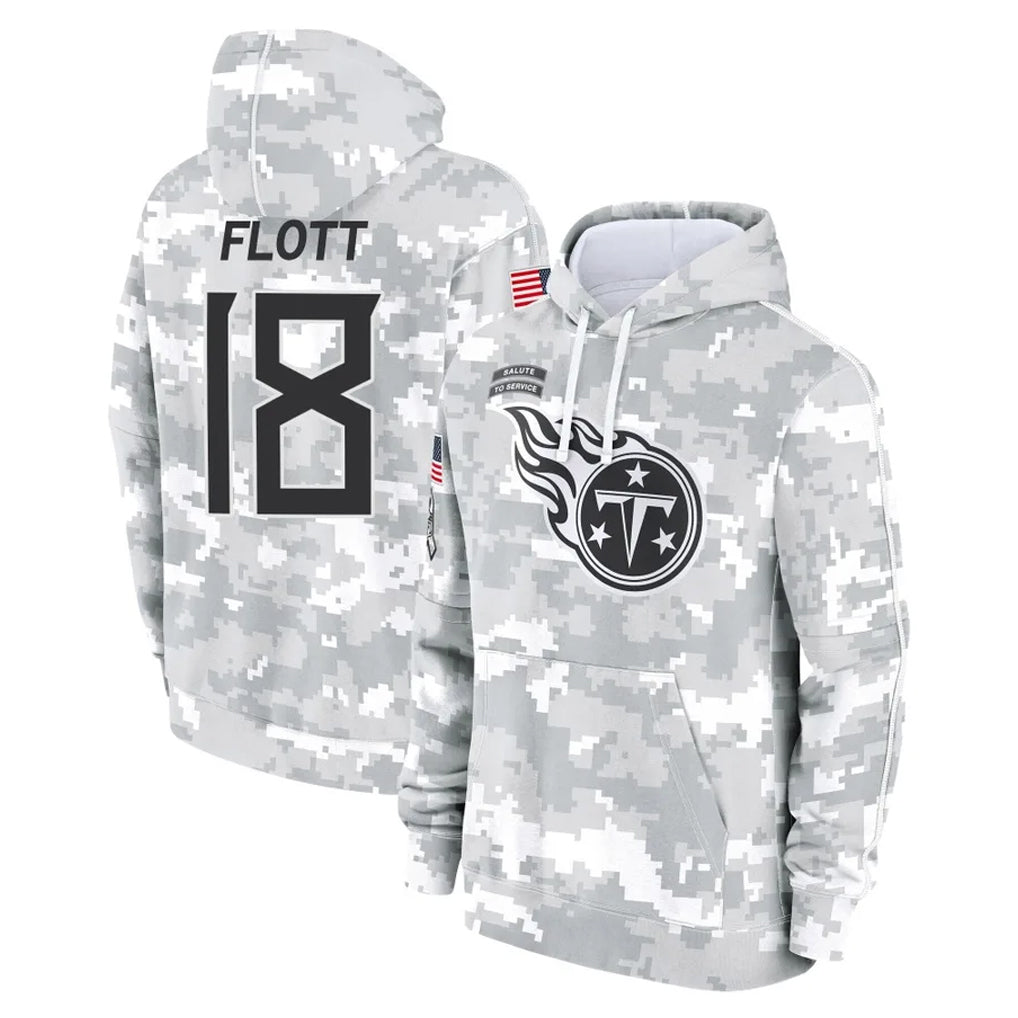Punc T.Titans #18 Cor'Dale Flott Player Camo Arctic Salute to Service Pullover Hoodies Home Game Stitched Jerseys