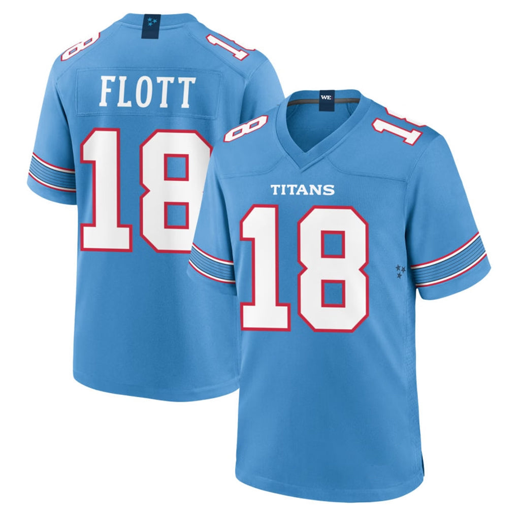 Punc T.Titans #18 Cor'Dale Flott Player Light Blue 2026 Game Home Stitched Jerseys