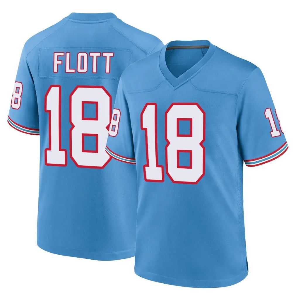 Punc T.Titans #18 Cor'Dale Flott Player Light Blue Oilers Throwback Home Game Stitched Jerseys