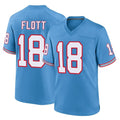 Punc T.Titans #18 Cor'Dale Flott Player Light Blue Oilers Throwback Home Game Stitched Jerseys