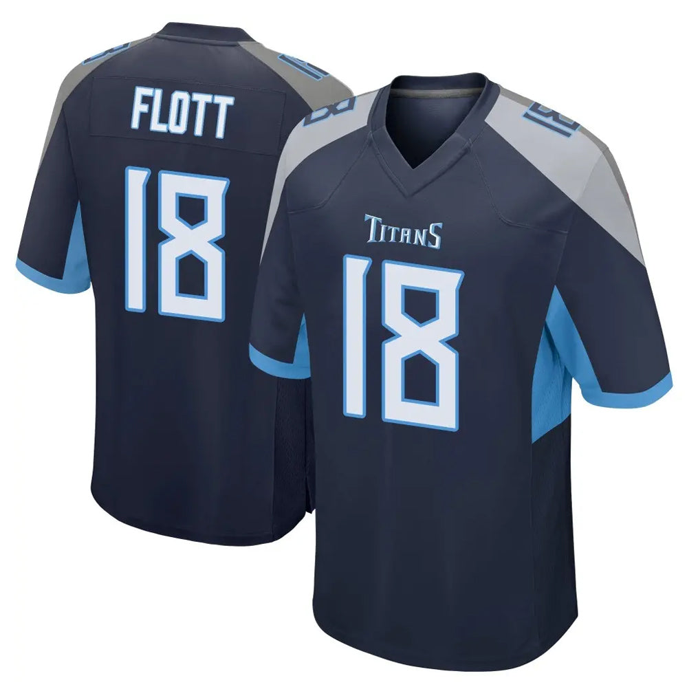 Punc T.Titans #18 Cor'Dale Flott Player Navy Home Game Stitched Jerseys