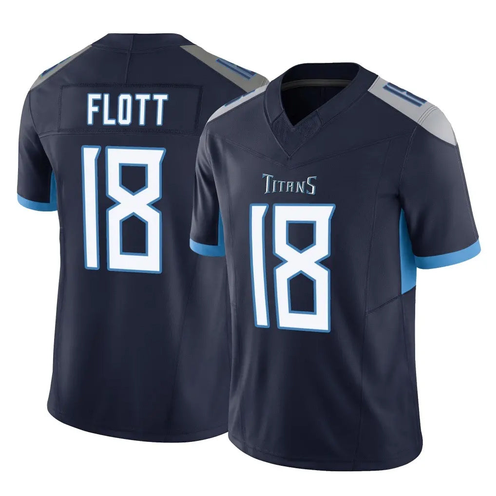 Punc T.Titans #18 Cor'Dale Flott Player Navy Limited Vapor F.U.S.E. Home Game Stitched Jerseys