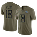Punc T.Titans #18 Cor'Dale Flott Player Olive Limited Salute to Service Home Game Stitched Jerseys