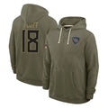 Punc T.Titans #18 Cor'Dale Flott Player Olive Salute to Service Hoodies Home Game Stitched Jerseys