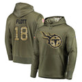 Punc T.Titans #18 Cor'Dale Flott Player Olive Salute to Service Pullover Hoodies Home Game Stitched Jerseys