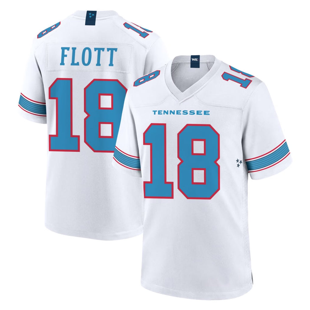 Punc T.Titans #18 Cor'Dale Flott Player White 2026 Game Home Stitched Jerseys