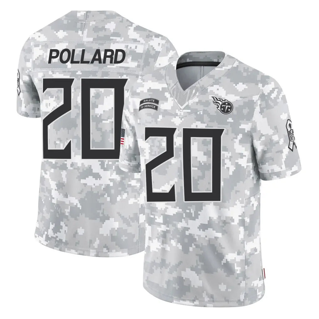 Punc T.Titans #20 Tony Pollard Player Arctic Camo Limited Salute to Service Home Game Stitched Jerseys
