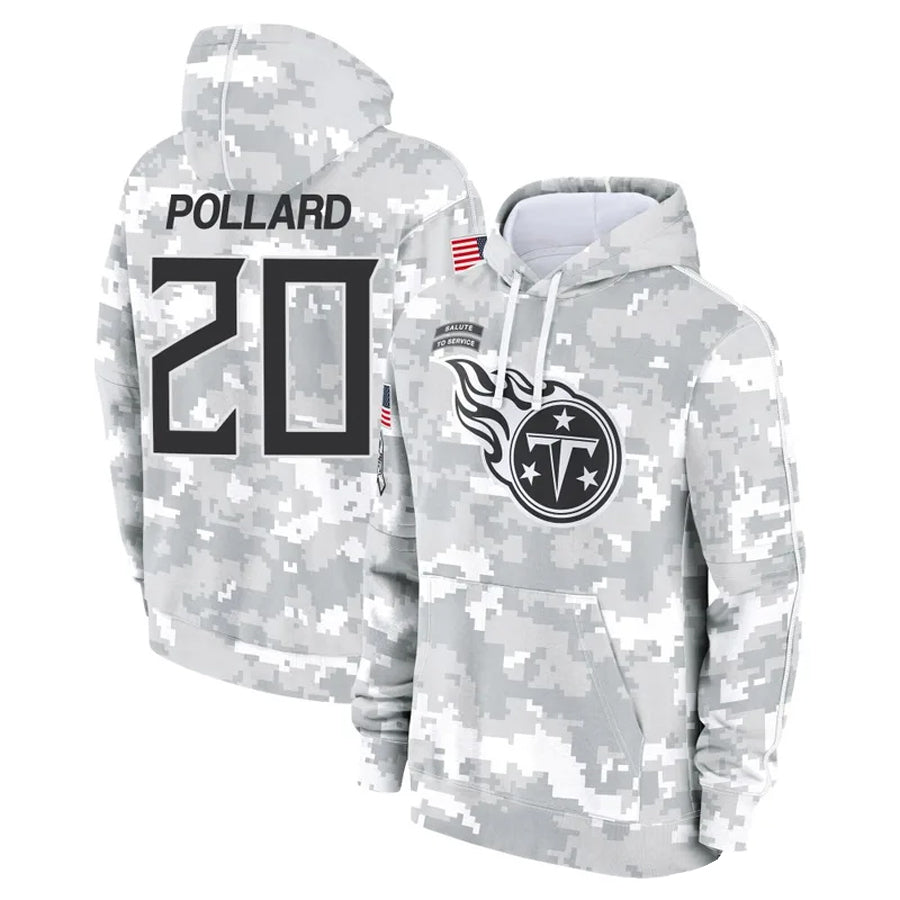 Punc T.Titans #20 Tony Pollard Player Arctic Camo Salute To Service Hoodies Game Stitched Jerseys