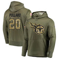 Punc T.Titans #20 Tony Pollard Player Camo Salute To Service Hoodies Olive Stitched Jerseys