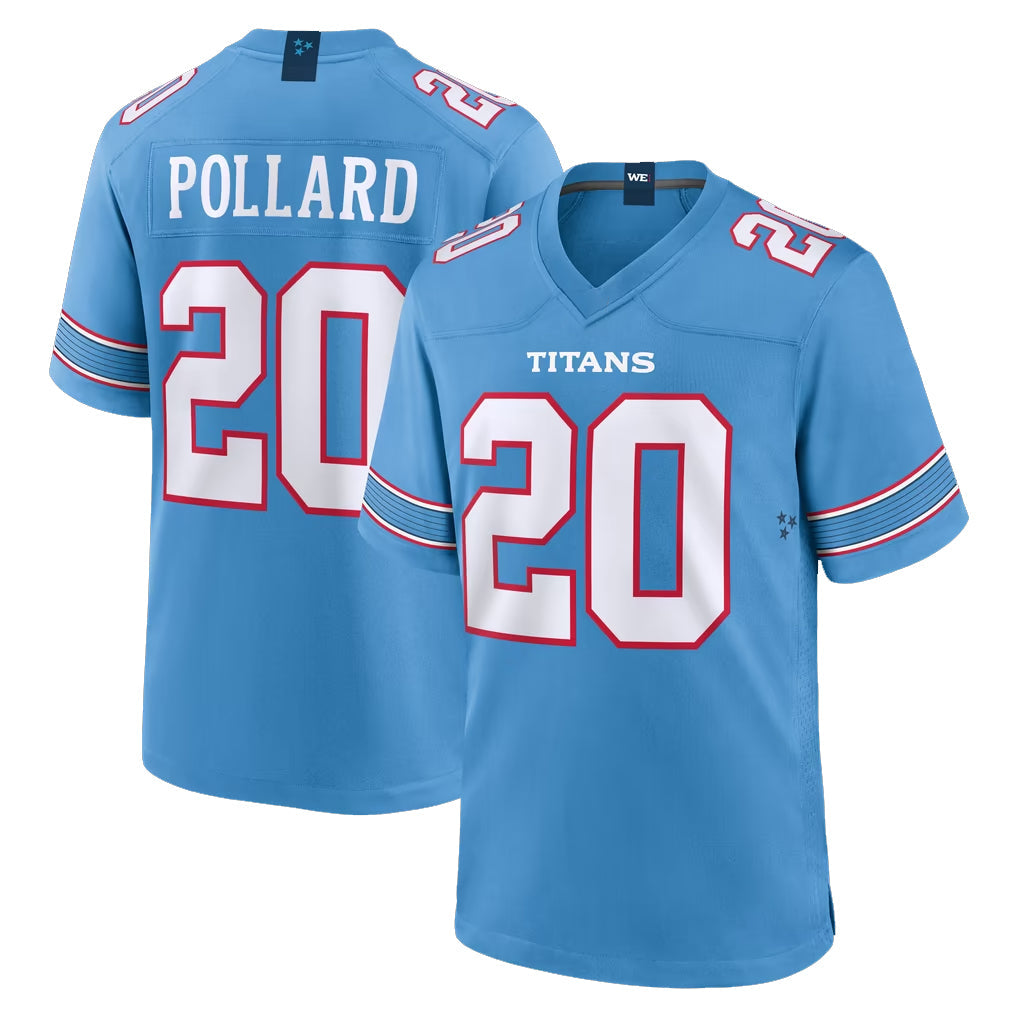 Punc T.Titans #20 Tony Pollard Player Light Blue 2026 Game Home Stitched Jerseys