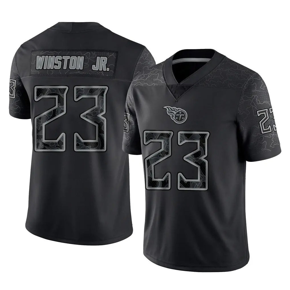 Punc T.Titans #23 Kevin Winston Jr. Player Black Limited Reflective Home Game Stitched Jerseys