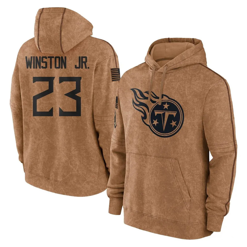 Punc T.Titans #23 Kevin Winston Jr. Player Brown Salute To Service Club Pullover Hoodies Home Game Stitched Jerseys