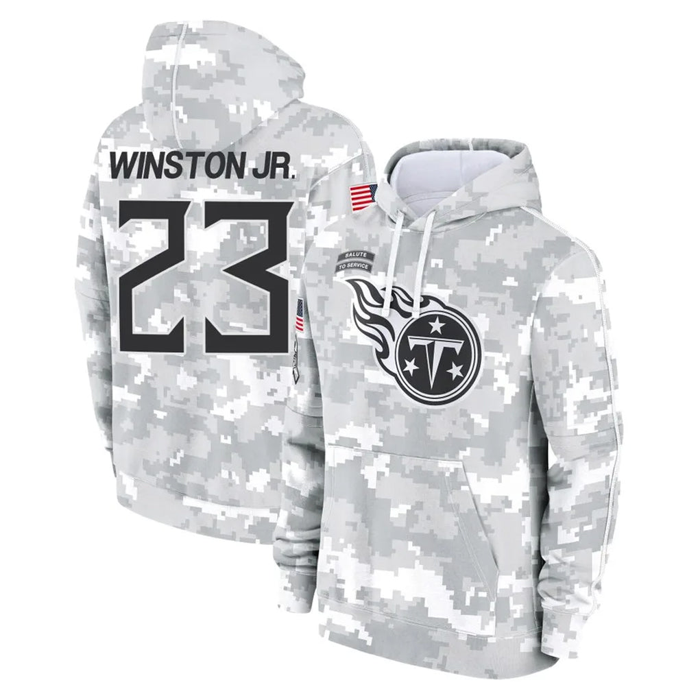 Punc T.Titans #23 Kevin Winston Jr. Player Camo Arctic Salute to Service Pullover Hoodies Home Game Stitched Jerseys