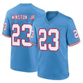 Punc T.Titans #23 Kevin Winston Jr. Player Light Blue Oilers Throwback Home Game Stitched Jerseys