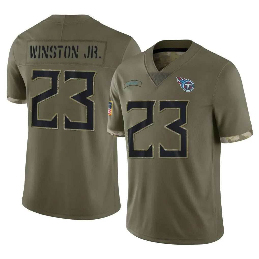 Punc T.Titans #23 Kevin Winston Jr. Player Olive Limited Salute to Service Home Game Stitched Jerseys