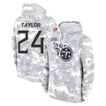 Punc T.Titans #24 Alontae Taylor Player Camo Arctic Salute to Service Pullover Hoodies Home Game Stitched Jerseys