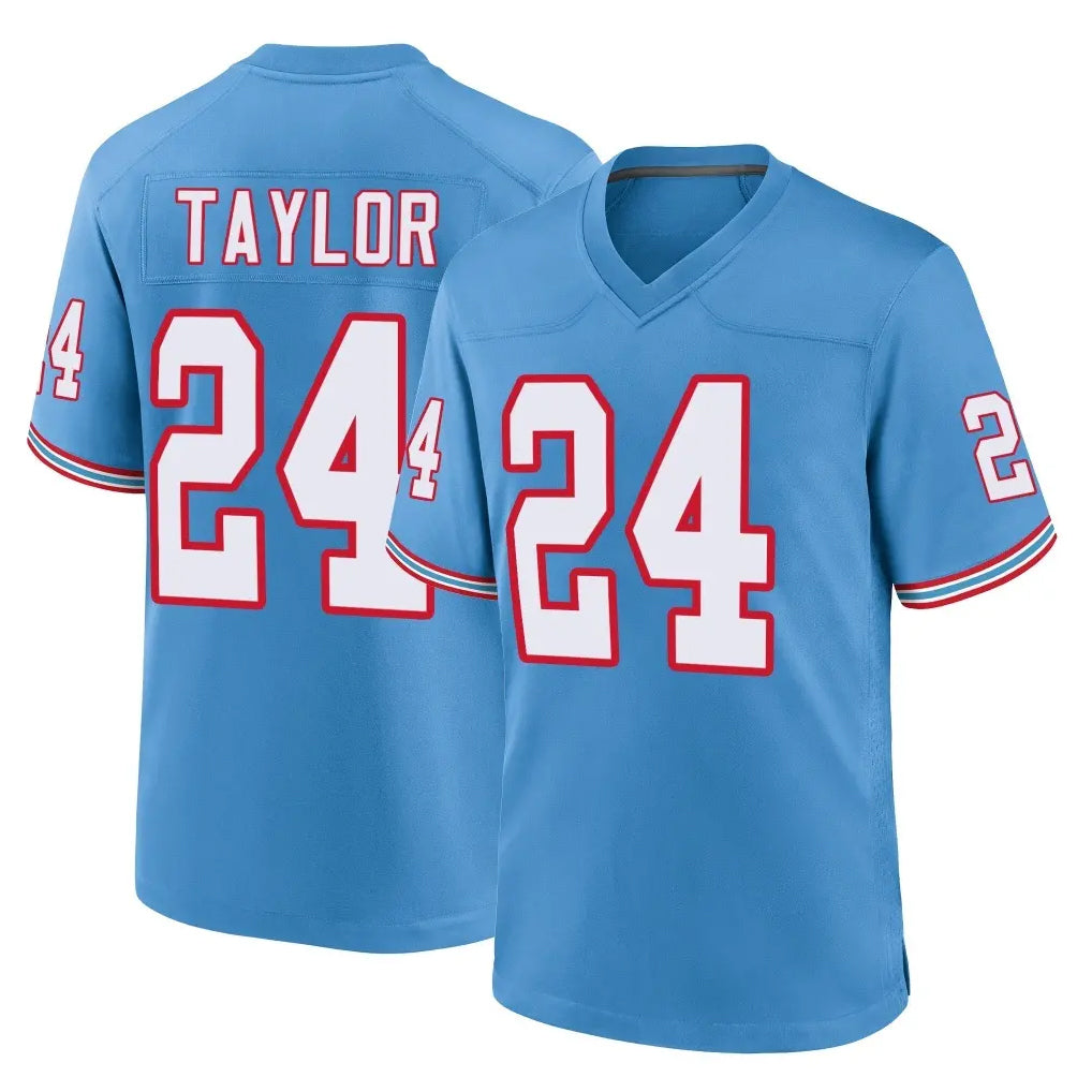 Punc T.Titans #24 Alontae Taylor Player Light Blue Oilers Throwback Home Game Stitched Jerseys