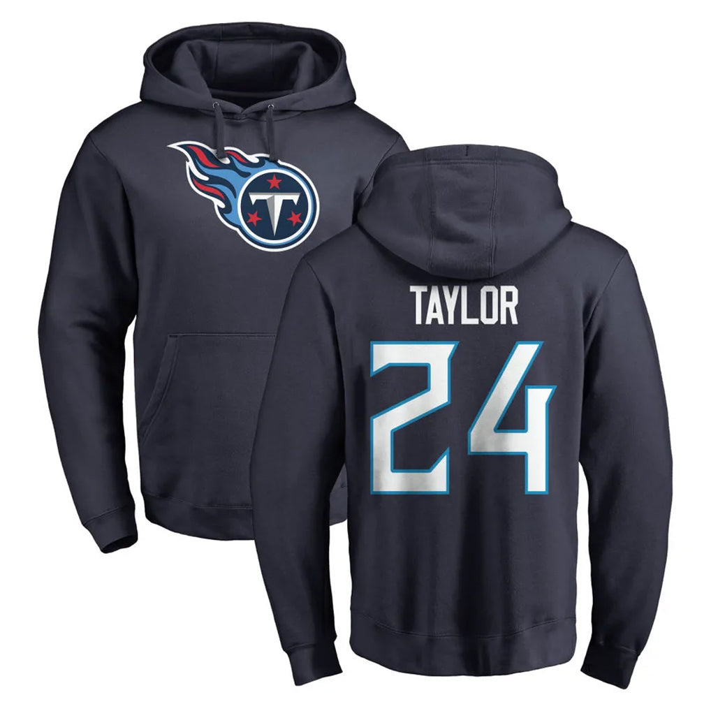 Punc T.Titans #24 Alontae Taylor Player Navy Logo Pullover Hoodies Home Game Stitched Jerseys