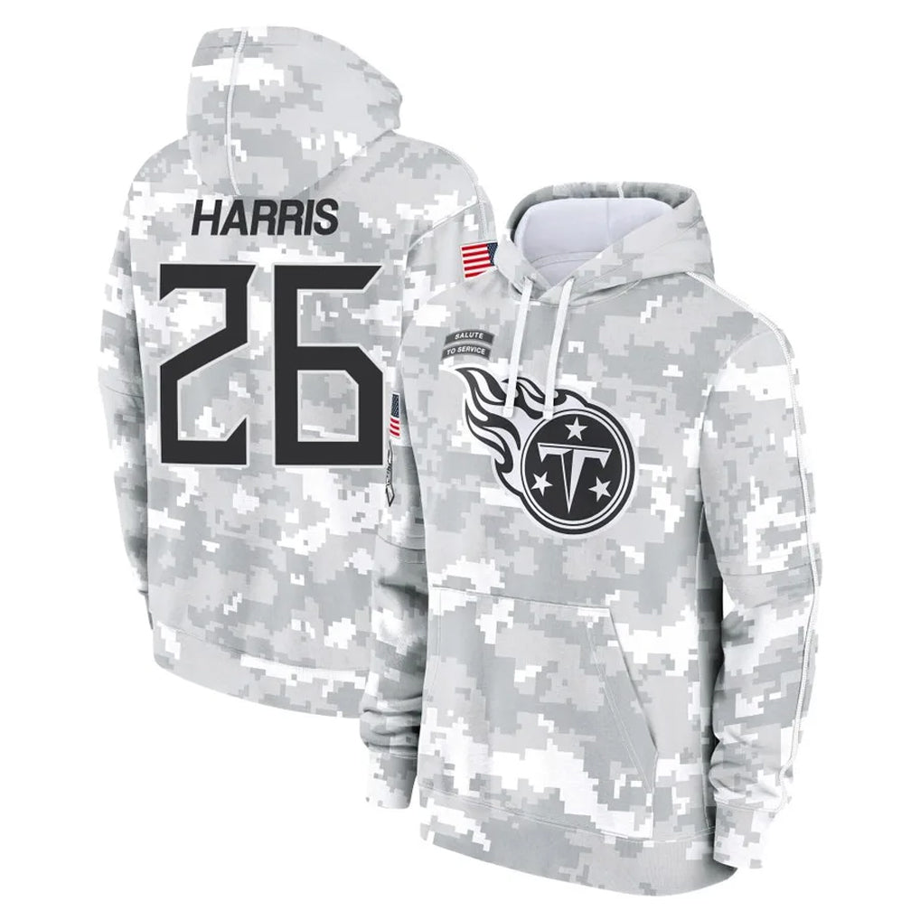 Punc T.Titans #26 Marcus Harris Player Camo Arctic Salute to Service Pullover Hoodies Home Game Stitched Jerseys