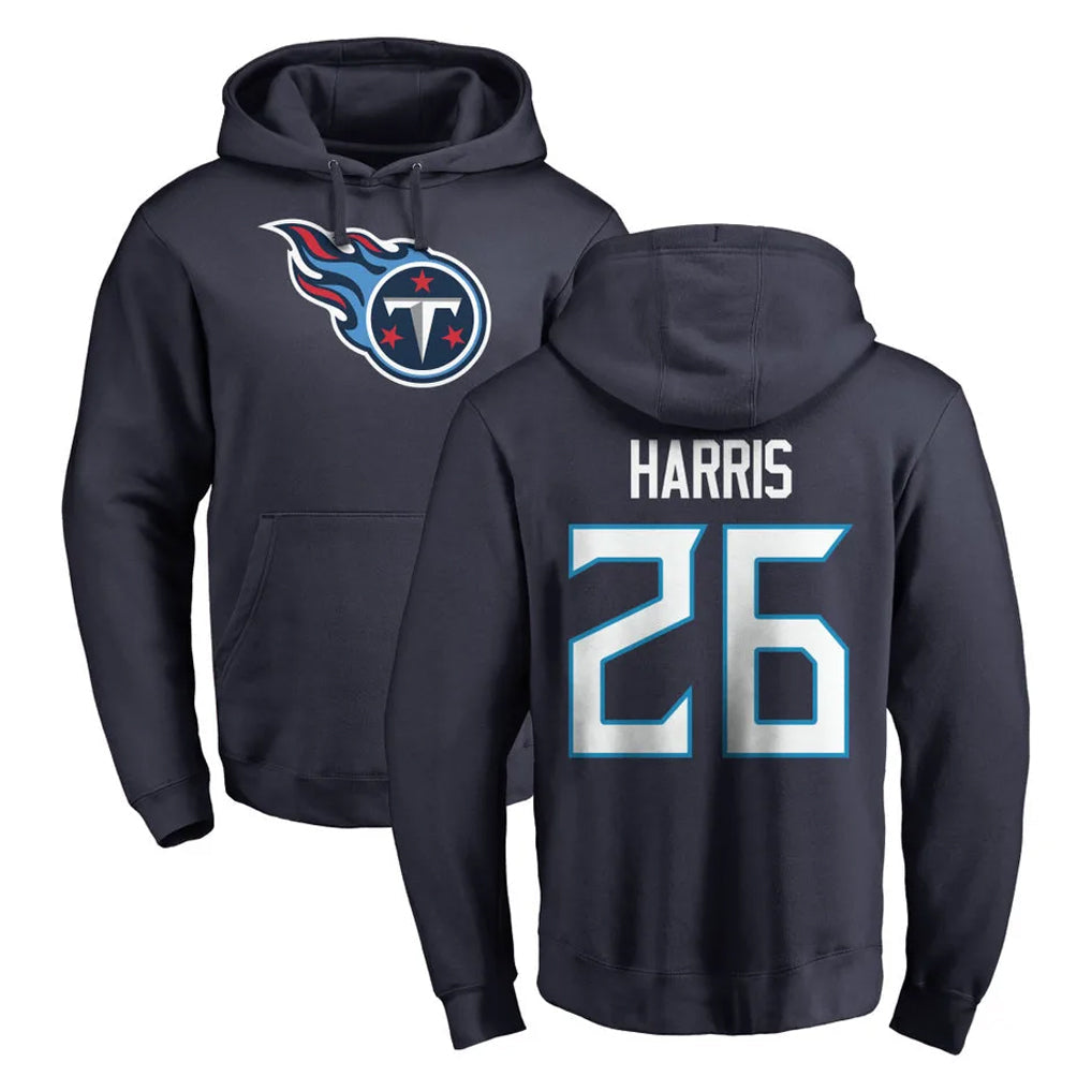 Punc T.Titans #26 Marcus Harris Player Navy Logo Pullover Hoodies Home Game Stitched Jerseys
