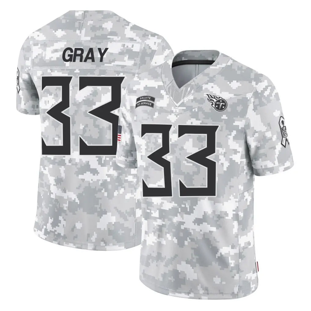 Punc T.Titans #33 Cedric Gray Player Arctic Camo Limited Salute to Service Home Game Stitched Jerseys