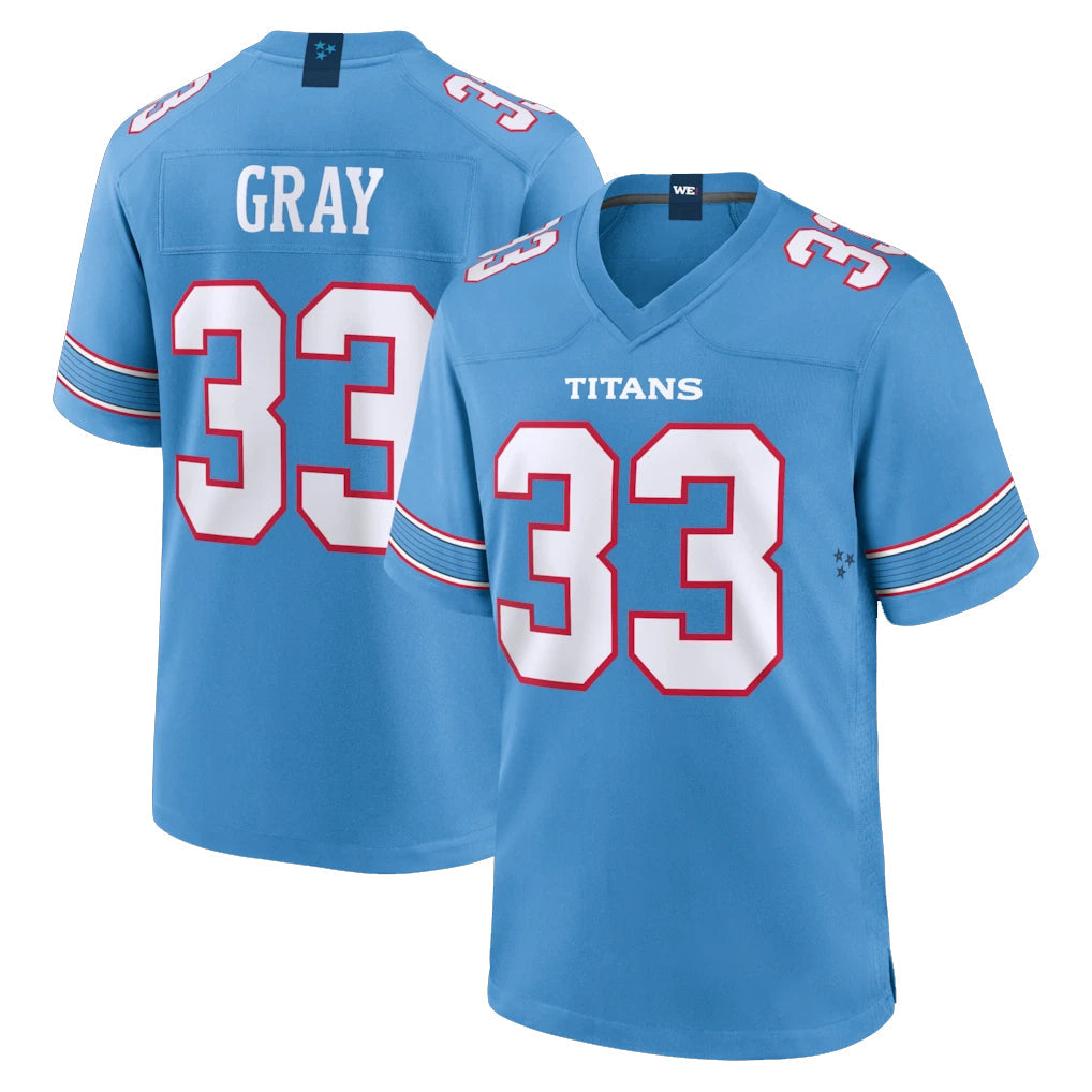 Punc T.Titans #33 Cedric Gray Player Light Blue 2026 Game Home Stitched Jerseys