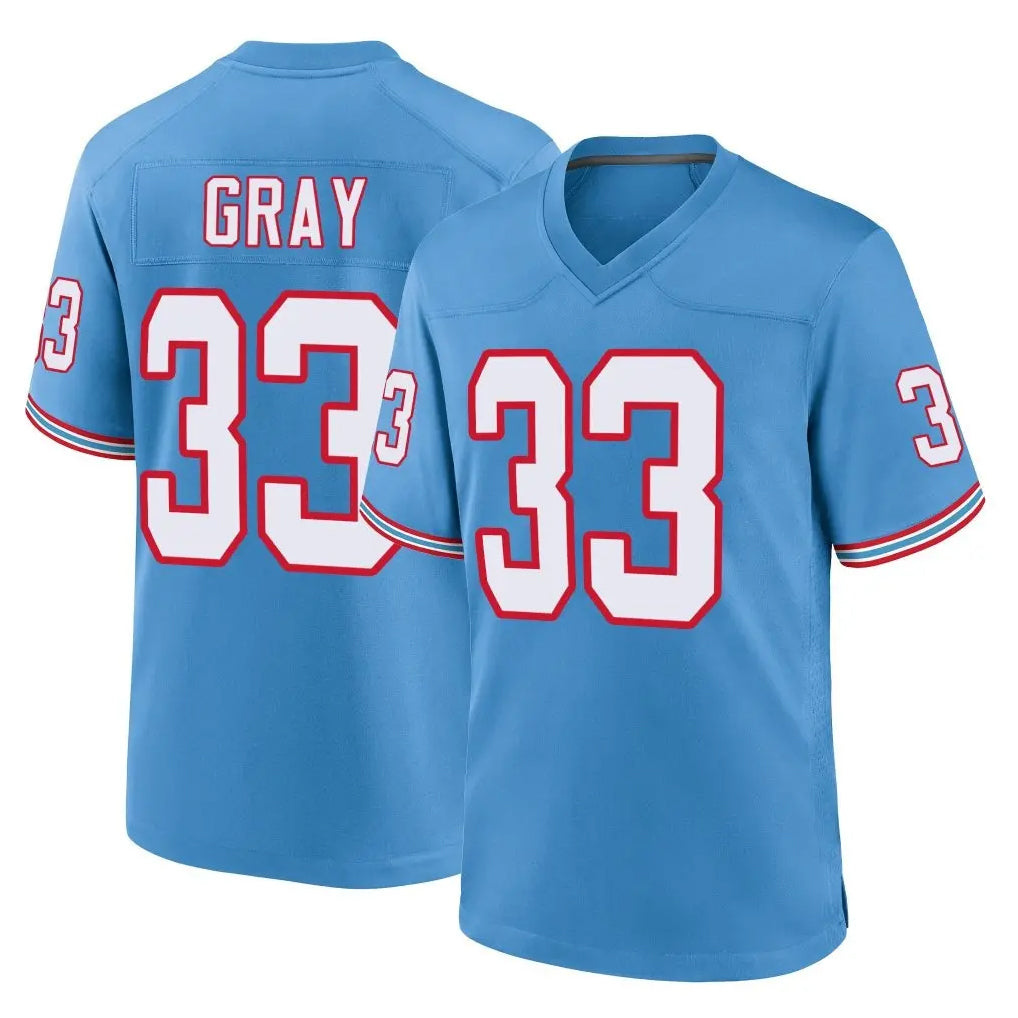 Punc T.Titans #33 Cedric Gray Player Light Blue Oilers Throwback Home Game Stitched Jerseys