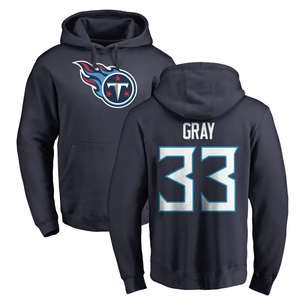 Punc T.Titans #33 Cedric Gray Player Navy Logo Pullover Hoodies Home Game Stitched Jerseys