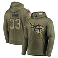 Punc T.Titans #33 Cedric Gray Player Olive Salute to Service Pullover Hoodies Home Game Stitched Jerseys