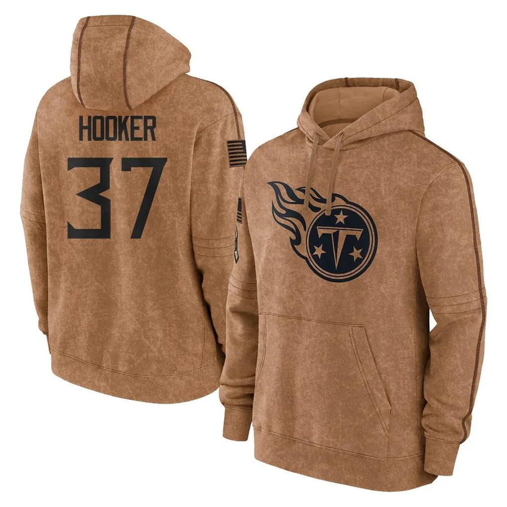 Punc T.Titans #37 Amani Hooker Player Brown Salute To Service Club Pullover Hoodies Home Game Stitched Jerseys