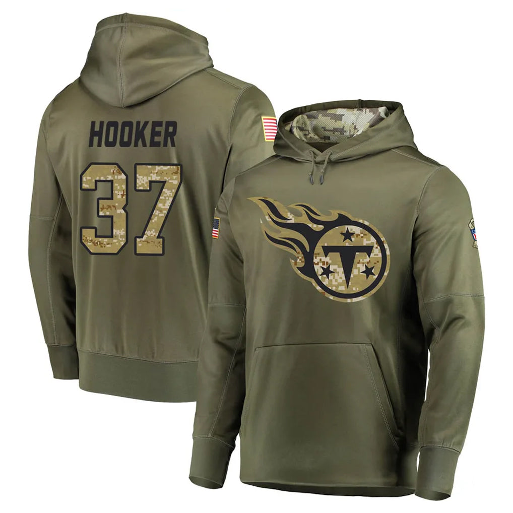 Punc T.Titans #37 Amani Hooker Player Olive Salute to Service Pullover Hoodies Home Game Stitched Jerseys