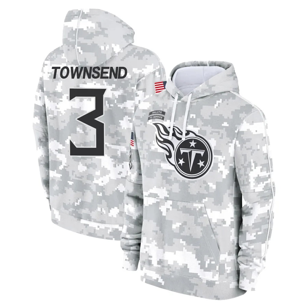 Punc T.Titans #3 Tommy Townsend Player Camo Arctic Salute to Service Pullover Hoodies Home Game Stitched Jerseys