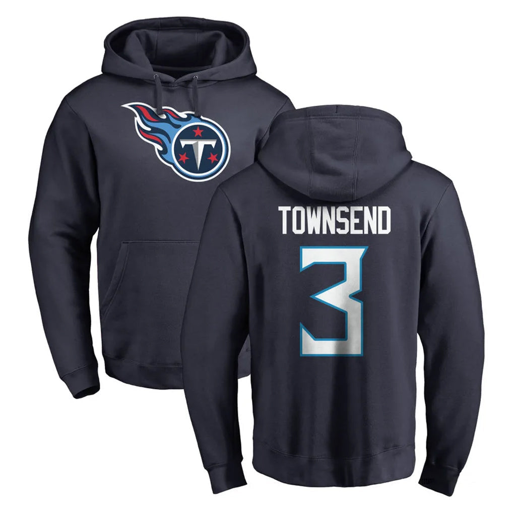 Punc T.Titans #3 Tommy Townsend Player Navy Logo Pullover Hoodies Home Game Stitched Jerseys