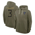 Punc T.Titans #3 Tommy Townsend Player Olive Salute to Service Hoodies Home Game Stitched Jerseys