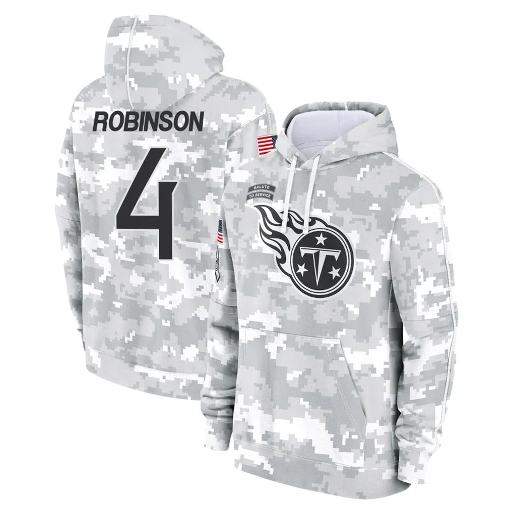 Punc T.Titans #4 Wan'Dale Robinson Player Camo Arctic Salute to Service Pullover Hoodies Home Game Stitched Jerseys